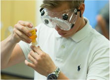 A student in a lab.