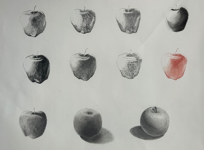 Illustration of apples by Mission College Art student Bu Tiange.