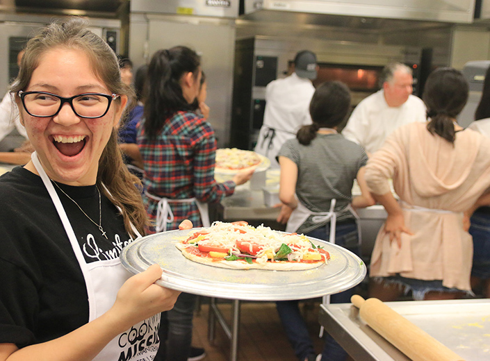 student happy to cook