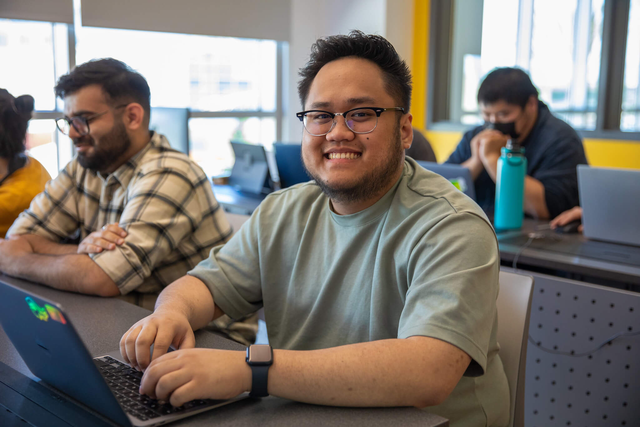 Student on laptop in class